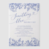Invitations En Vélin Quelque chose de bleu avant de faire Fête des mari (Recto)