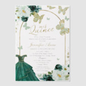 Invitations En Vélin Quinceanera espagnole papillon vert (Recto)