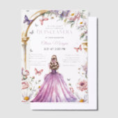 Invitations En Vélin Quintencera Glam Purple Robe Anniversaire (Compenser)