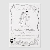 Invitations En Vélin Quirky Hand Drawn Doodles Wedding Enregistrer la d (Recto)