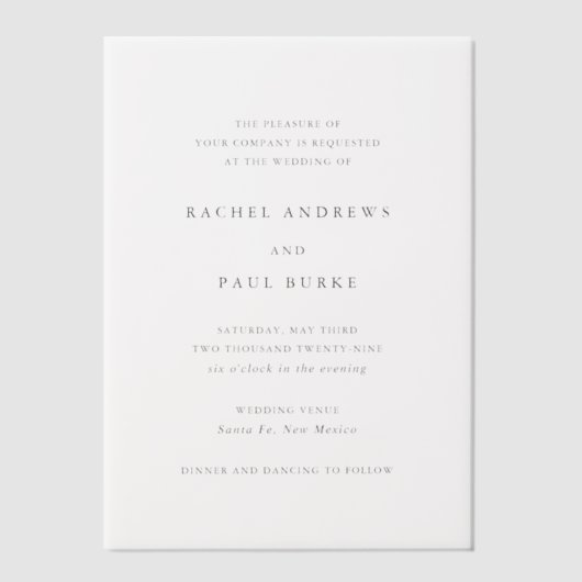 Invitations En Vélin Rachel Mariage formel élégant (Recto)