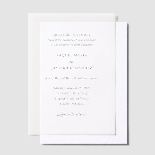Invitations En Vélin Raquel Classic Mariage élégant (Compenser)