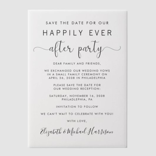 Invitations En Vélin Réception de mariage Enregistrer la date (Recto)