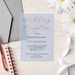 Invitations En Vélin Réception Opulente De Mariage Bleu