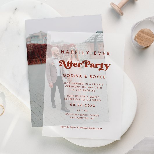 Invitations En Vélin Retro élégant Heureusement Jamais Après La Fête