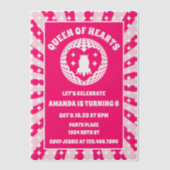 Invitations En Vélin Retro Reine des Coeurs Rose fête d'anniversaire (Recto)