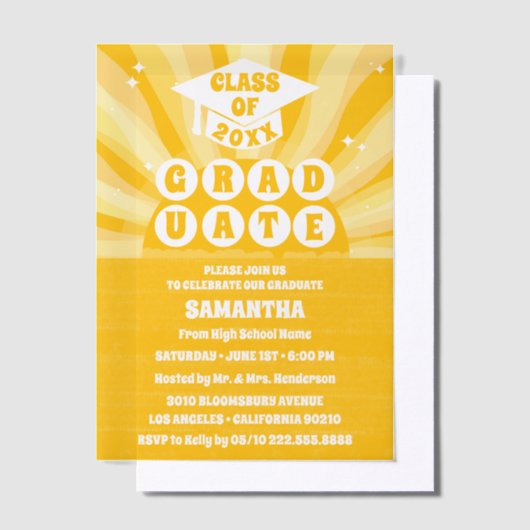 Invitations En Vélin Retro sunshine Graduation Party (Compenser)