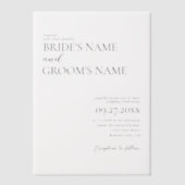 Invitations En Vélin Revêtement minimaliste simple moderne Mariage (Recto)