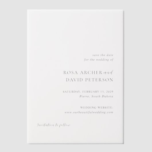 Invitations En Vélin Rosa Elegant Mariage moderne Enregistrer la date (Recto)