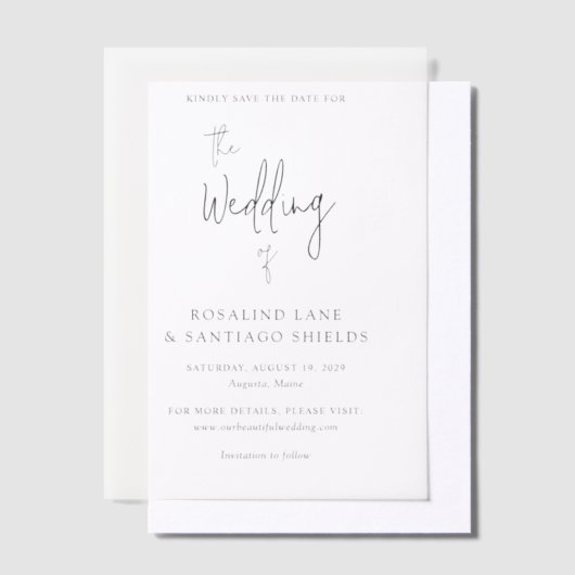 Invitations En Vélin Rosalind Moderne Mariage élégant Enregistrer la da (Compenser)