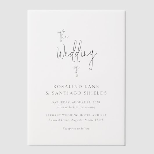 Invitations En Vélin Rosalind Typographie moderne Mariage élégant (Recto)