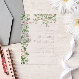 Invitations En Vélin Rose Rose Vieux Mur Vintage Style Mariage Journal