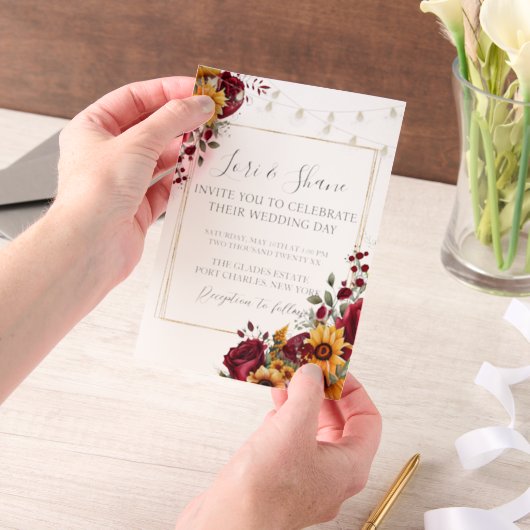 Invitations En Vélin Rose rustique et Mariage Aster (Ordinateur de poche)