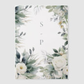 Invitations En Vélin Roses blanches et bordure d'eucalyptus (Recto)