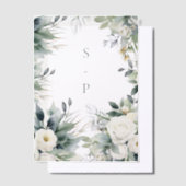 Invitations En Vélin Roses blanches et bordure d'eucalyptus (Compenser)