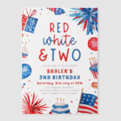 Invitations En Vélin Rouge, Blanc & Deux 4 Juillet 2 Anniversaire (Recto)