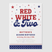 Invitations En Vélin Rouge, Blanc & Deux 4 Juillet 2 Anniversaire (Recto)