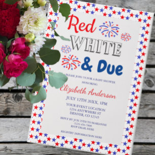 Invitations En Vélin Rouge, blanc et Baby shower dû