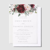 Invitations En Vélin Rustic Burgundy Blush Pink Floral Greenery Wedding (Compenser)