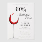 Invitations En Vélin Rustic Red Wine 60e fête d'anniversaire (Recto)