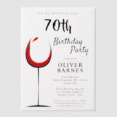 Invitations En Vélin Rustic Red Wine 70e fête d'anniversaire (Recto)