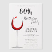 Invitations En Vélin Rustic Red Wine 80e fête d'anniversaire (Recto)