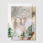 Invitations En Vélin Rustique Aquarelle Forêt de bois Enregistrer la da (Décalage (Couple))