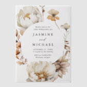 Invitations En Vélin Rustique Automne Floral Cercle Mariage de cadre (Recto)