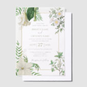 Invitations En Vélin Rustique blanc vert aquarelle Mariage or Floral (Compenser)