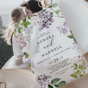 Invitations En Vélin Rustique Lilac Moderne Boho Aquarelle Mariage Flor