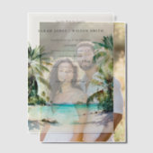 Invitations En Vélin Sable Tropical Beach Aquarelle Palm Trees Mariage (Décalage (Couple))