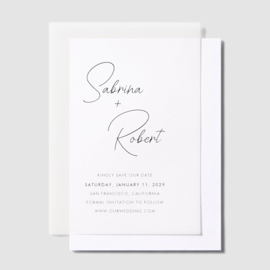 Invitations En Vélin Sabrina Mariage moderne Enregistrer la date (Compenser)