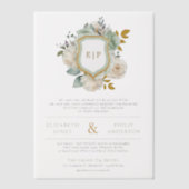 Invitations En Vélin Sage Green Ivory Floral Monogram Crest Mariage (Recto)