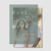 Invitations En Vélin Sage Green Minimalist Élégant Enregistrer la date (Décalage (Couple))