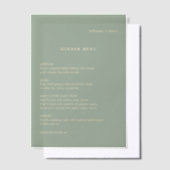 Invitations En Vélin Sage Green Simple Modern Wedding Menu (Compenser)