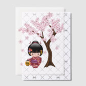Invitations En Vélin Sakura Kokeshi poupée mignonne Japonaise Geisha In (Décalage (Invitation))