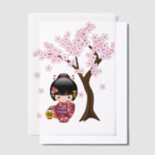 Invitations En Vélin Sakura Kokeshi poupée mignonne Japonaise Geisha In (Compenser)