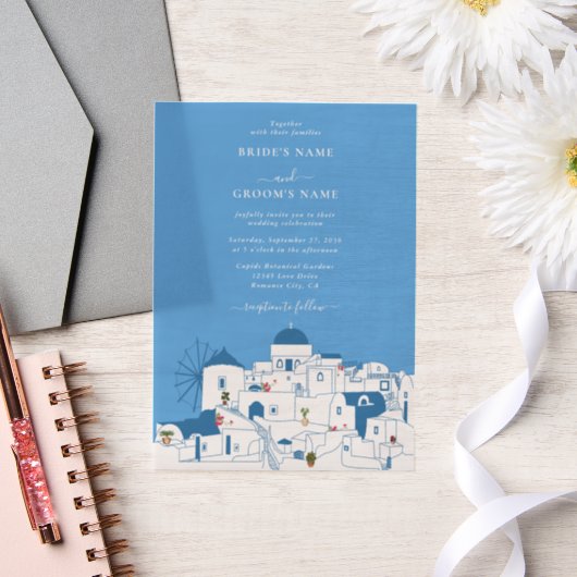 Invitations En Vélin Santorin Destination Mariage de l'île grecque (Mariage)