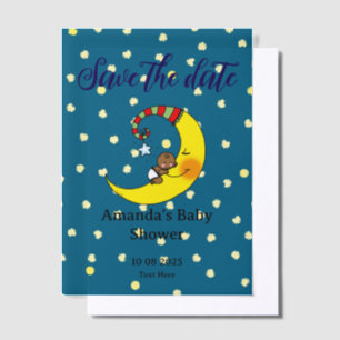 Invitations En Vélin Sauvez la date bébé sur le baby shower de la lune