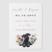 Invitations En Vélin Schnauzer Chien et Fleurs sauvages Enregistrer la (Recto)