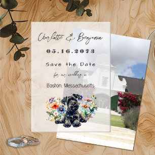 Invitations En Vélin Schnauzer Chien et Fleurs sauvages Enregistrer la 