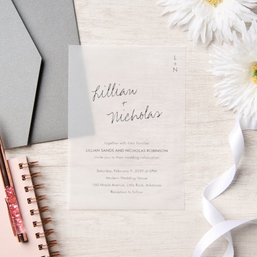 Invitations En Vélin Script contemporain Mariage moderne (Mariage)