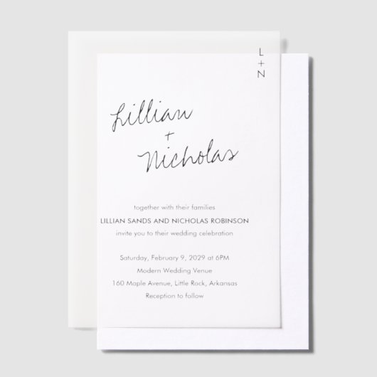 Invitations En Vélin Script contemporain Mariage moderne (Compenser)