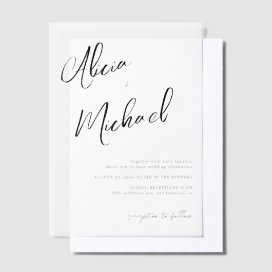 Invitations En Vélin Script de calligraphie simple mariage décontracté (Compenser)