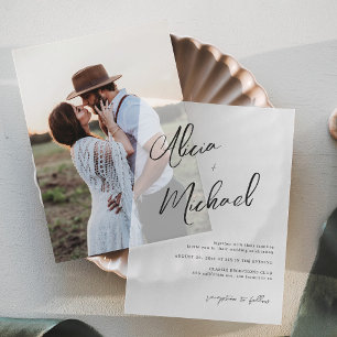 Invitations En Vélin Script de calligraphie simple mariage décontracté
