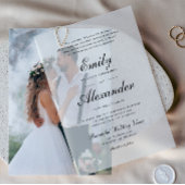 Invitations En Vélin Script élégant Mariage noir blanc