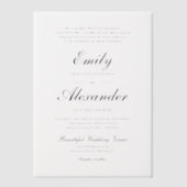 Invitations En Vélin Script élégant Mariage noir blanc (Recto)