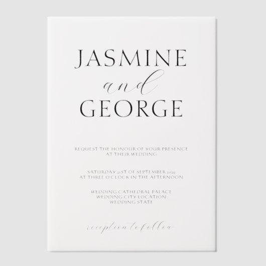 Invitations En Vélin Script élégant Mariage simple (Recto)