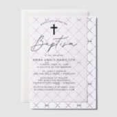 Invitations En Vélin Script noir minimaliste moderne Baptême (Décalage (Invitation))