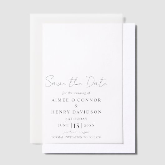 Invitations En Vélin Script rustique Mariage moderne Enregistrer la dat (Compenser)